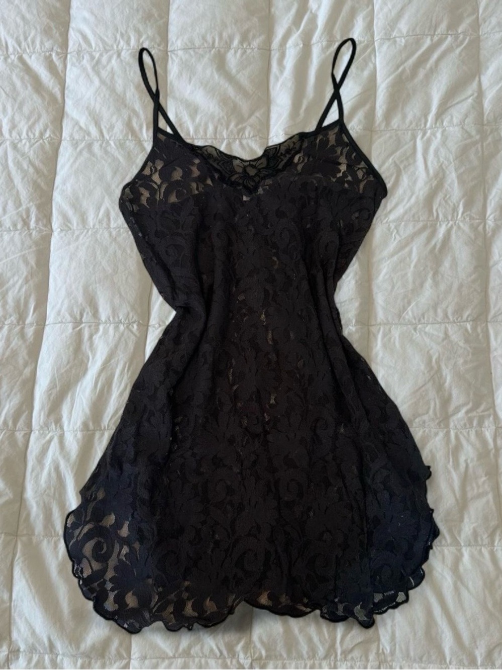 Vintage Black Lace Slip/Mini Dress